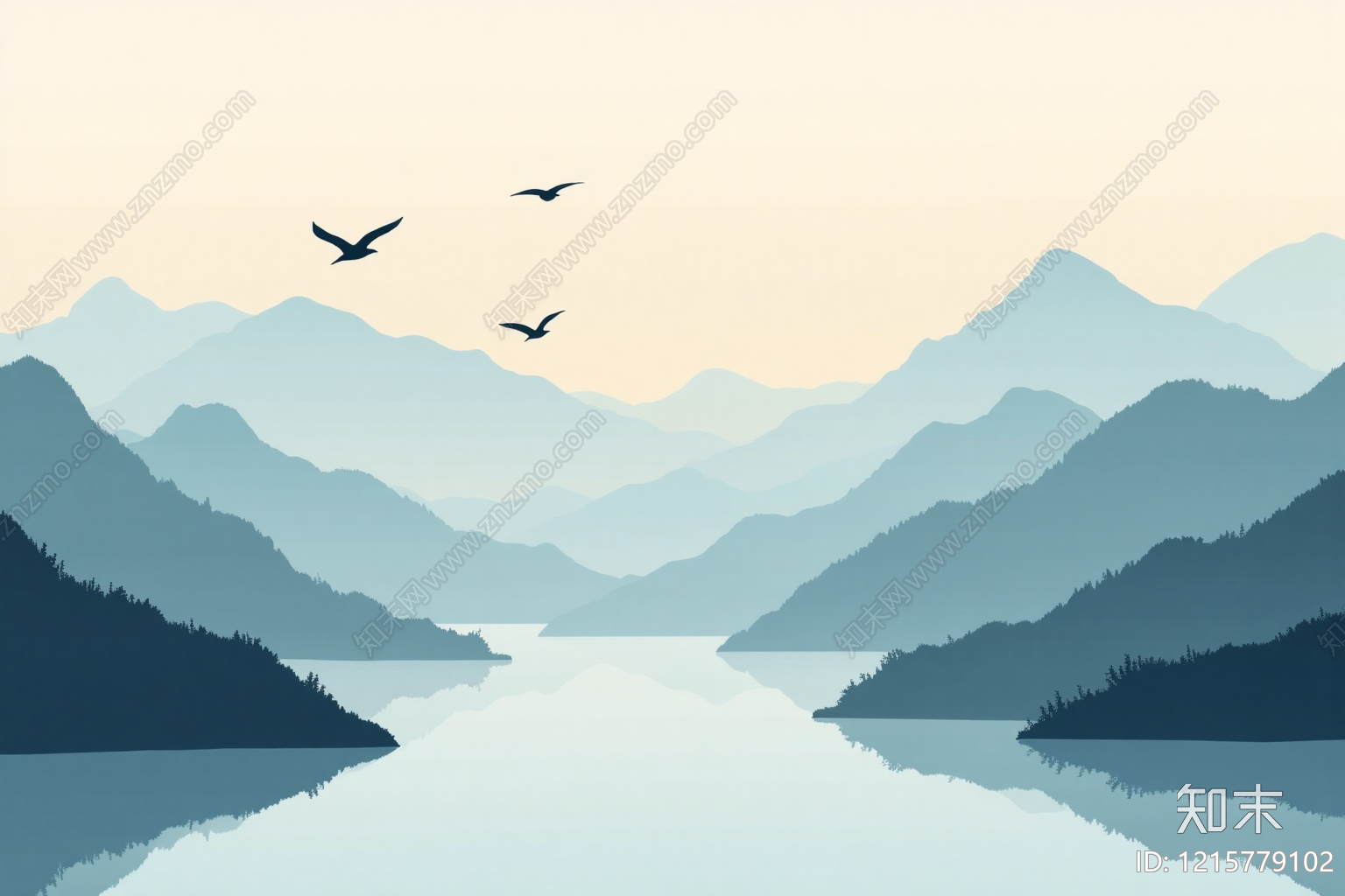 新中式壁画贴图下载【ID:1215779102】