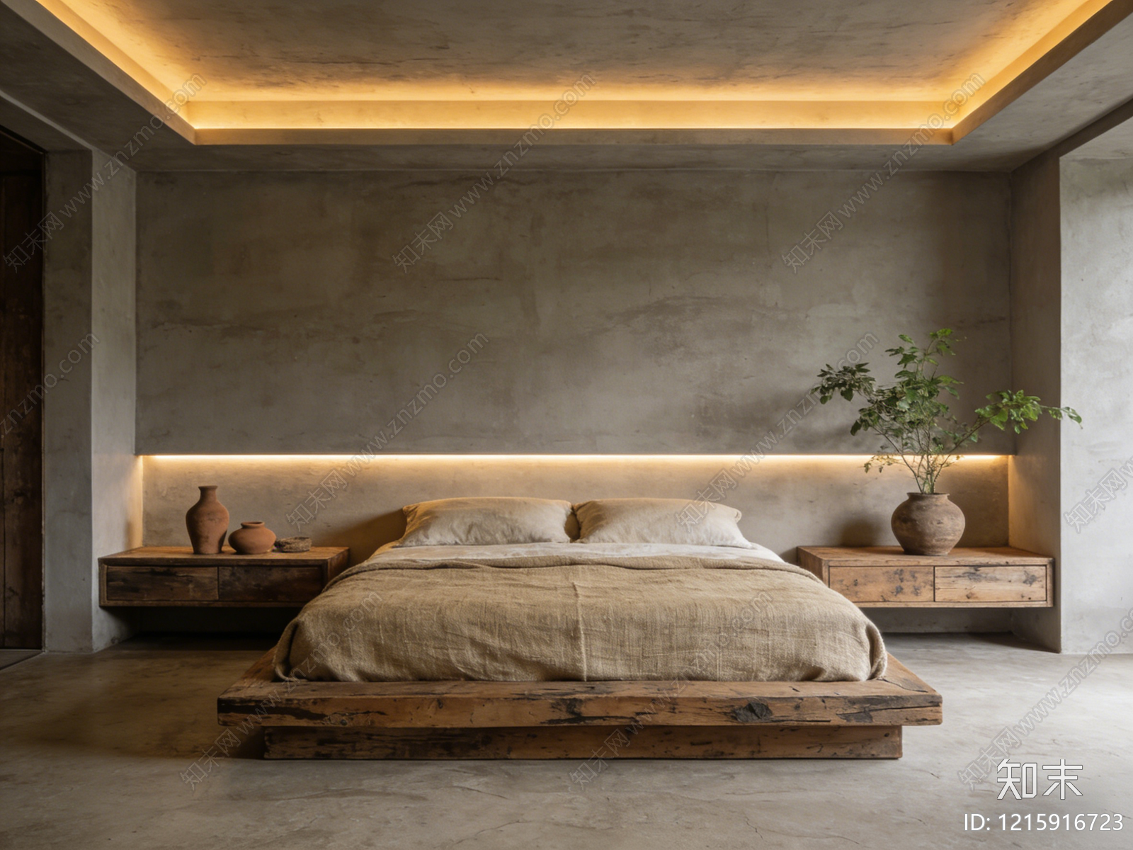 侘寂卧室贴图下载【ID:1215916723】