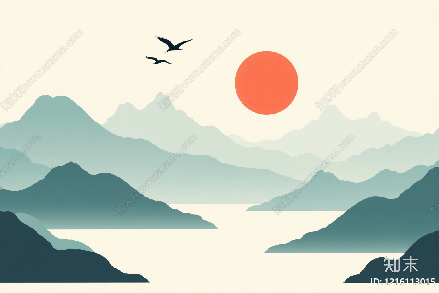 新中式壁画贴图下载【ID:1216113015】