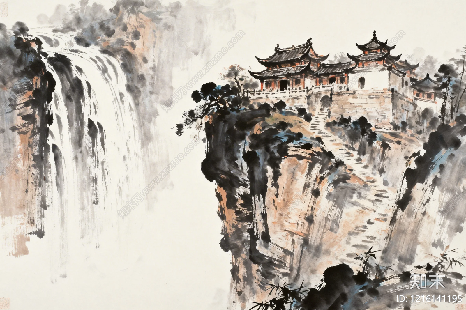 山水画贴图下载【ID:1216141195】