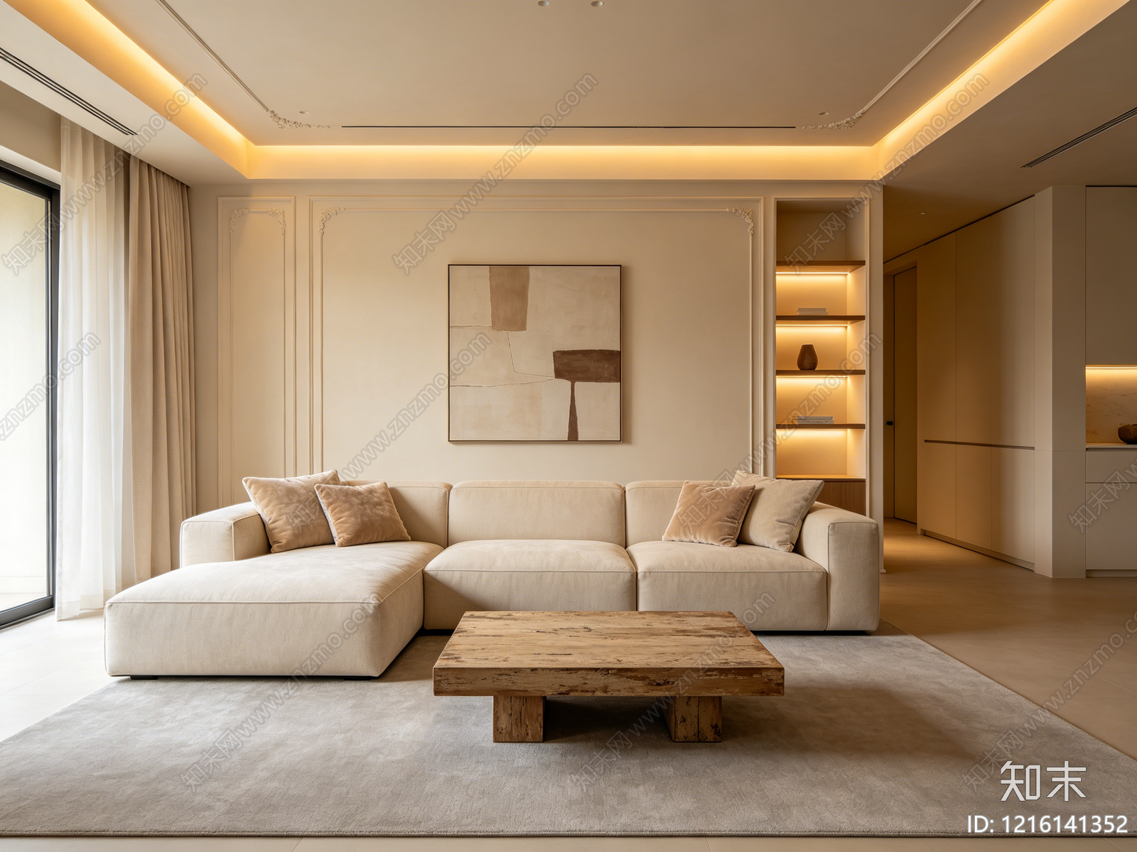 奶油客厅贴图下载【ID:1216141352】