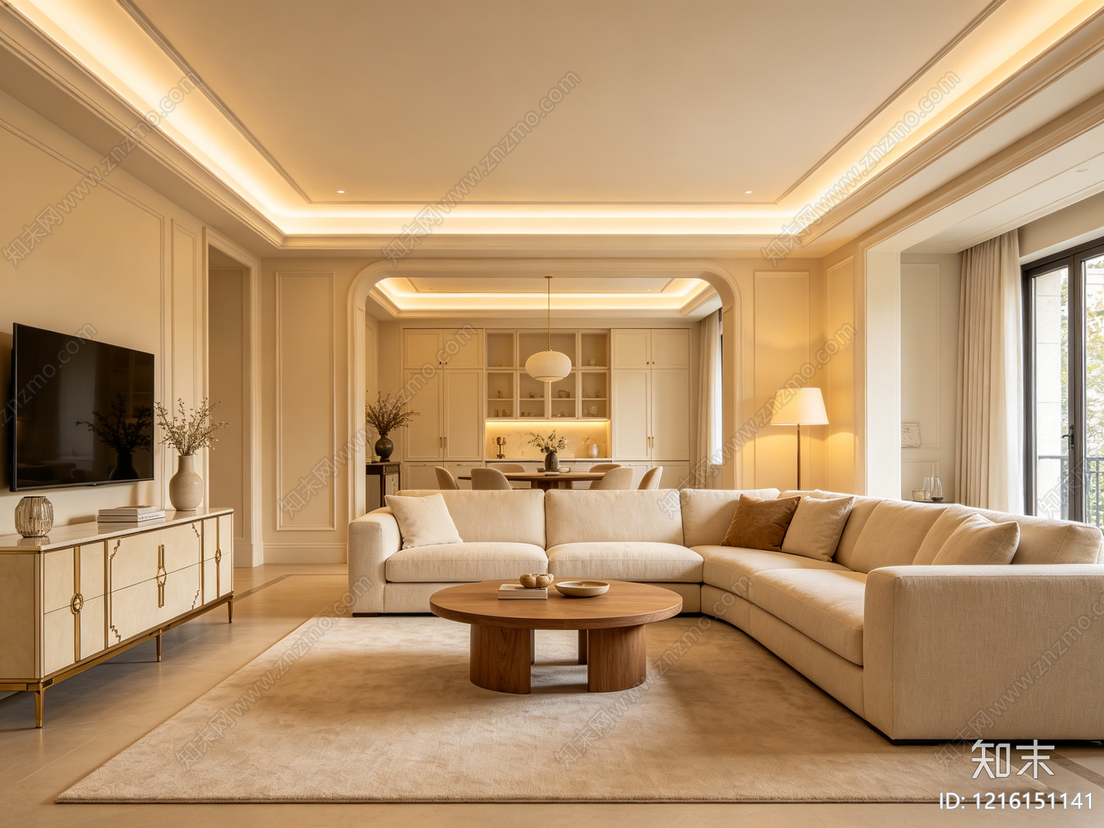 奶油客厅贴图下载【ID:1216151141】