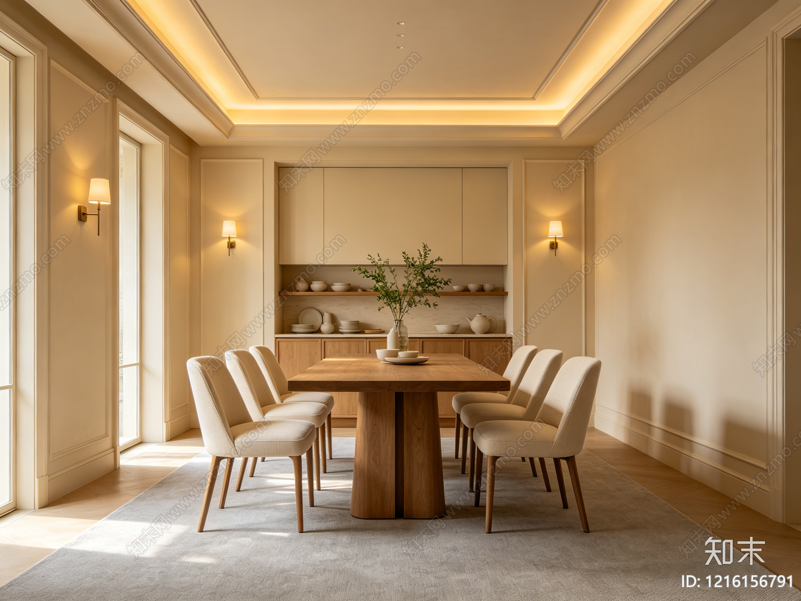 奶油餐厅贴图下载【ID:1216156791】