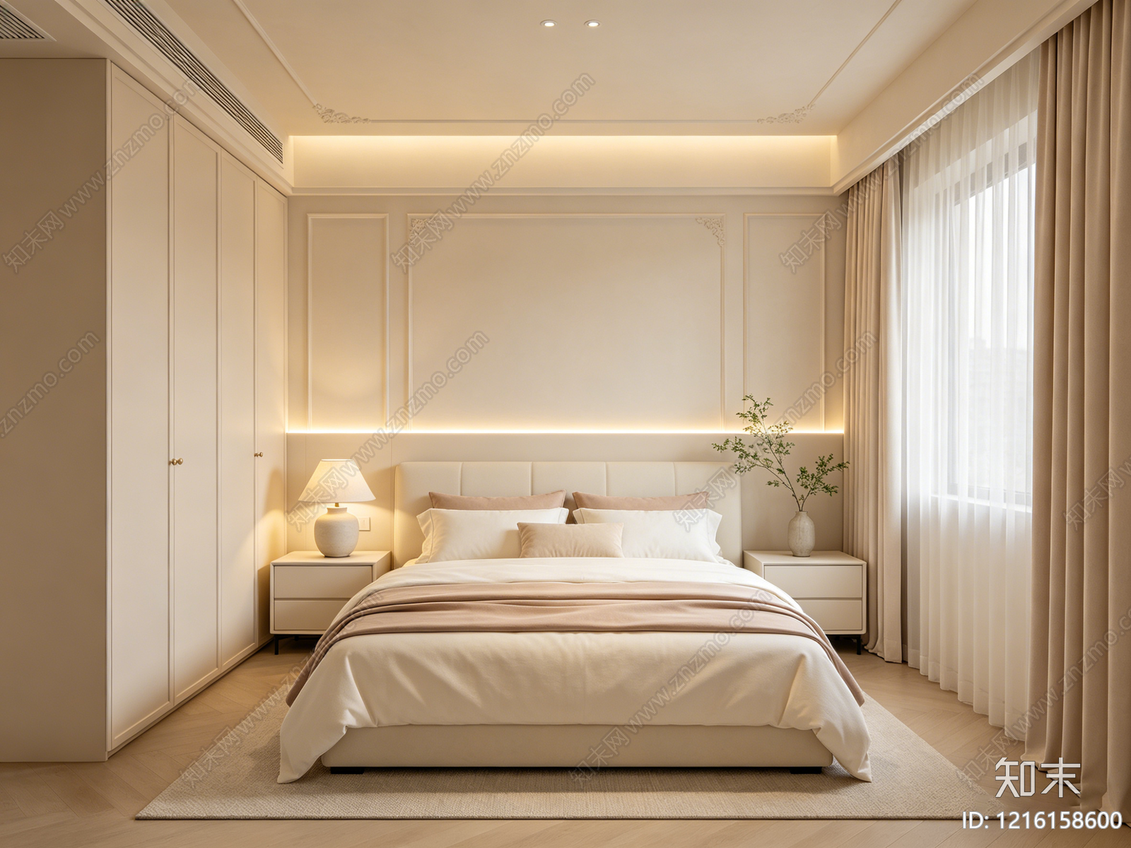 复古卧室贴图下载【ID:1216158600】