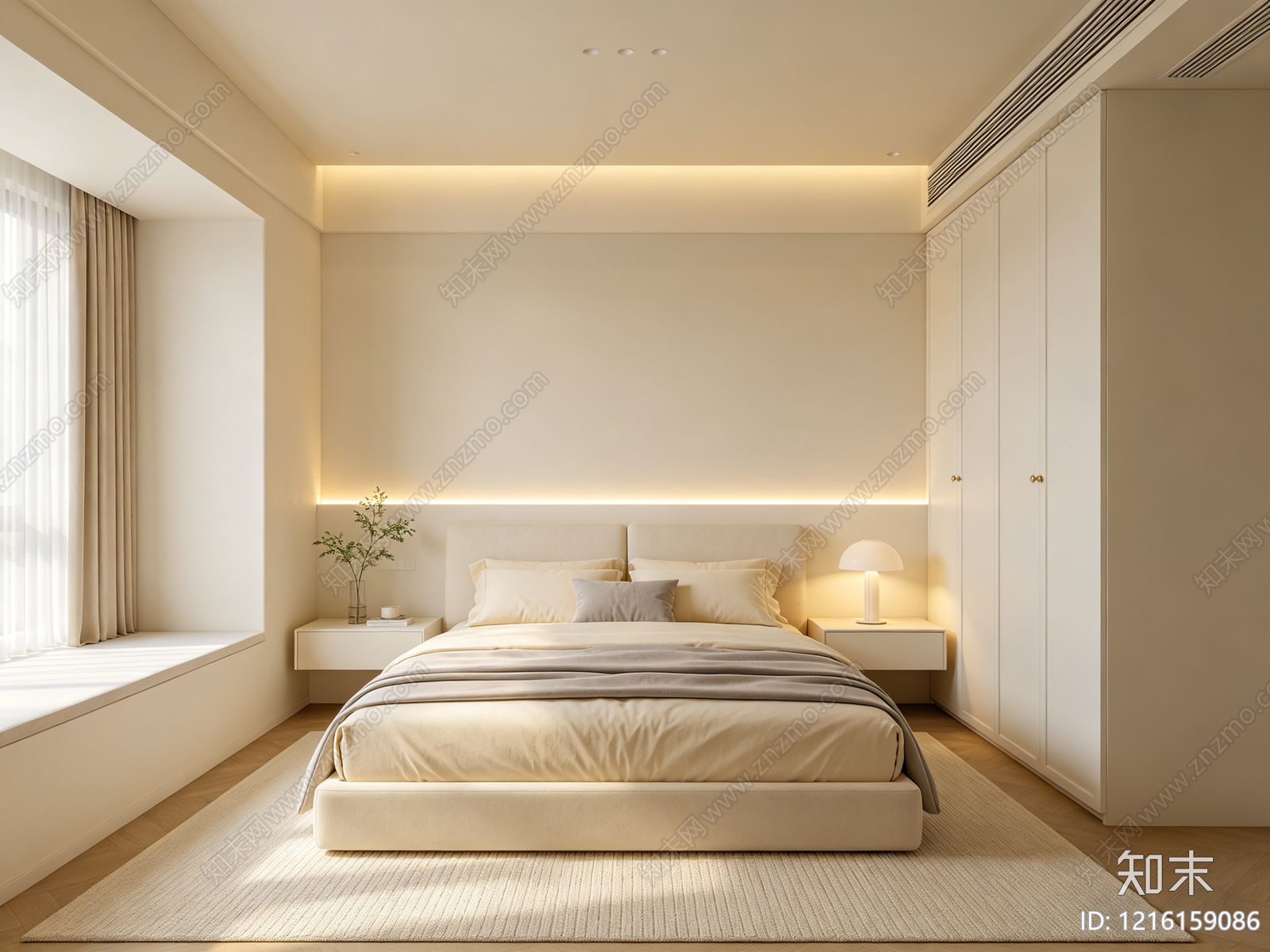 奶油卧室贴图下载【ID:1216159086】