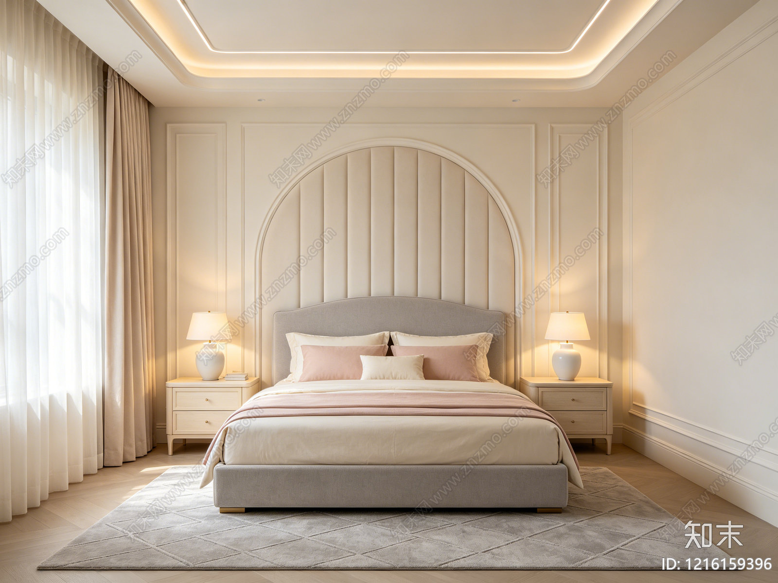 奶油卧室贴图下载【ID:1216159396】
