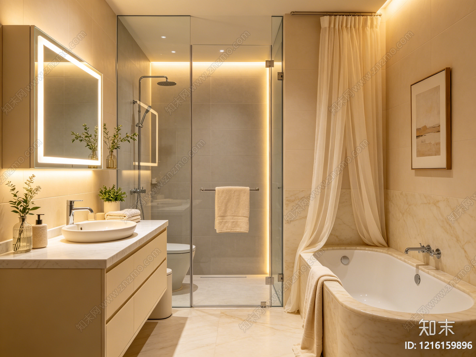 奶油卫生间贴图下载【ID:1216159896】