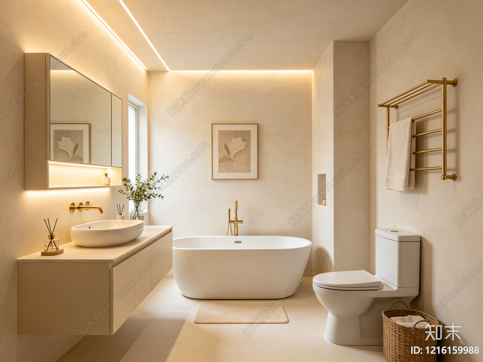 奶油卫生间贴图下载【ID:1216159988】