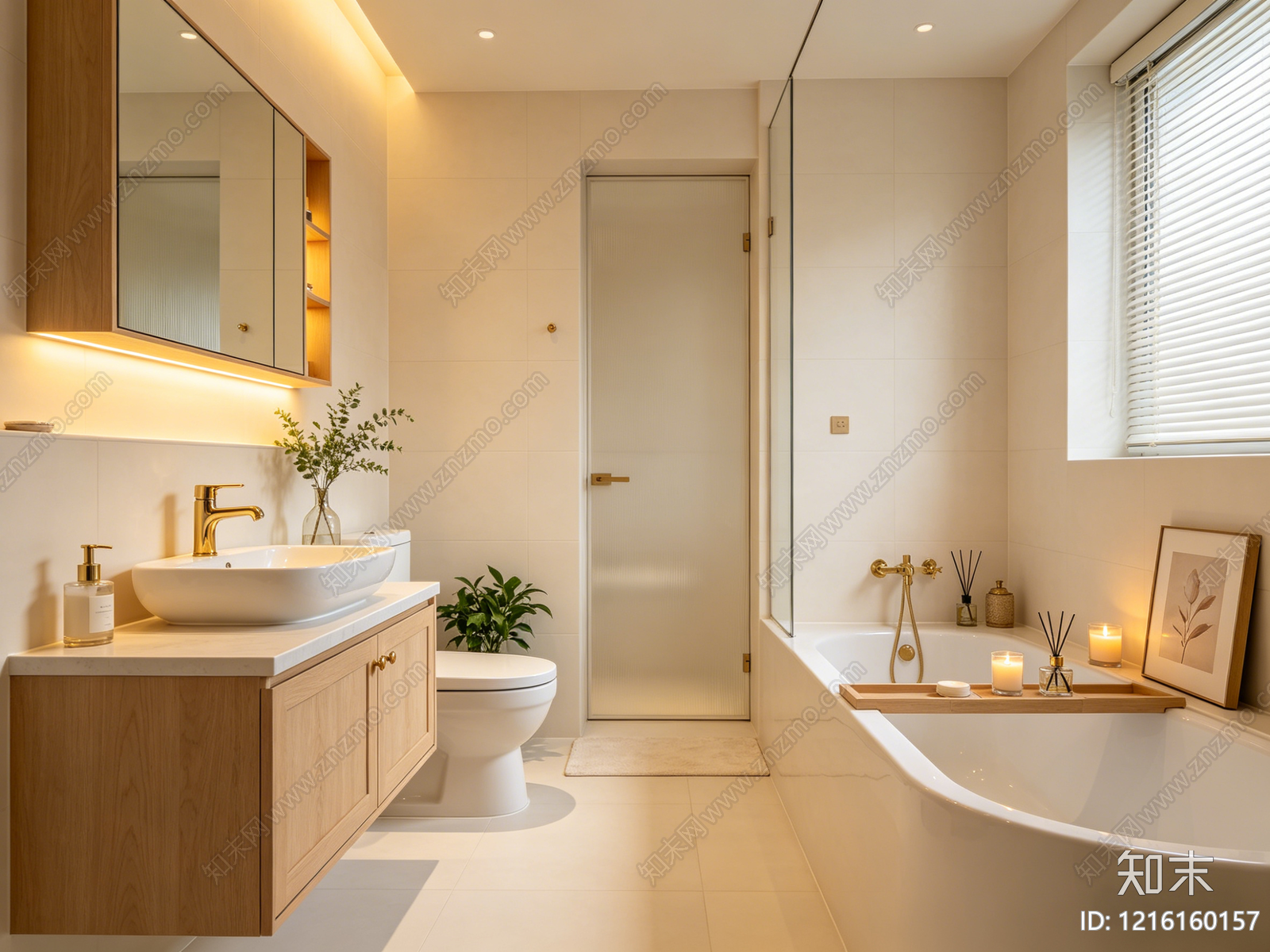 奶油卫生间贴图下载【ID:1216160157】