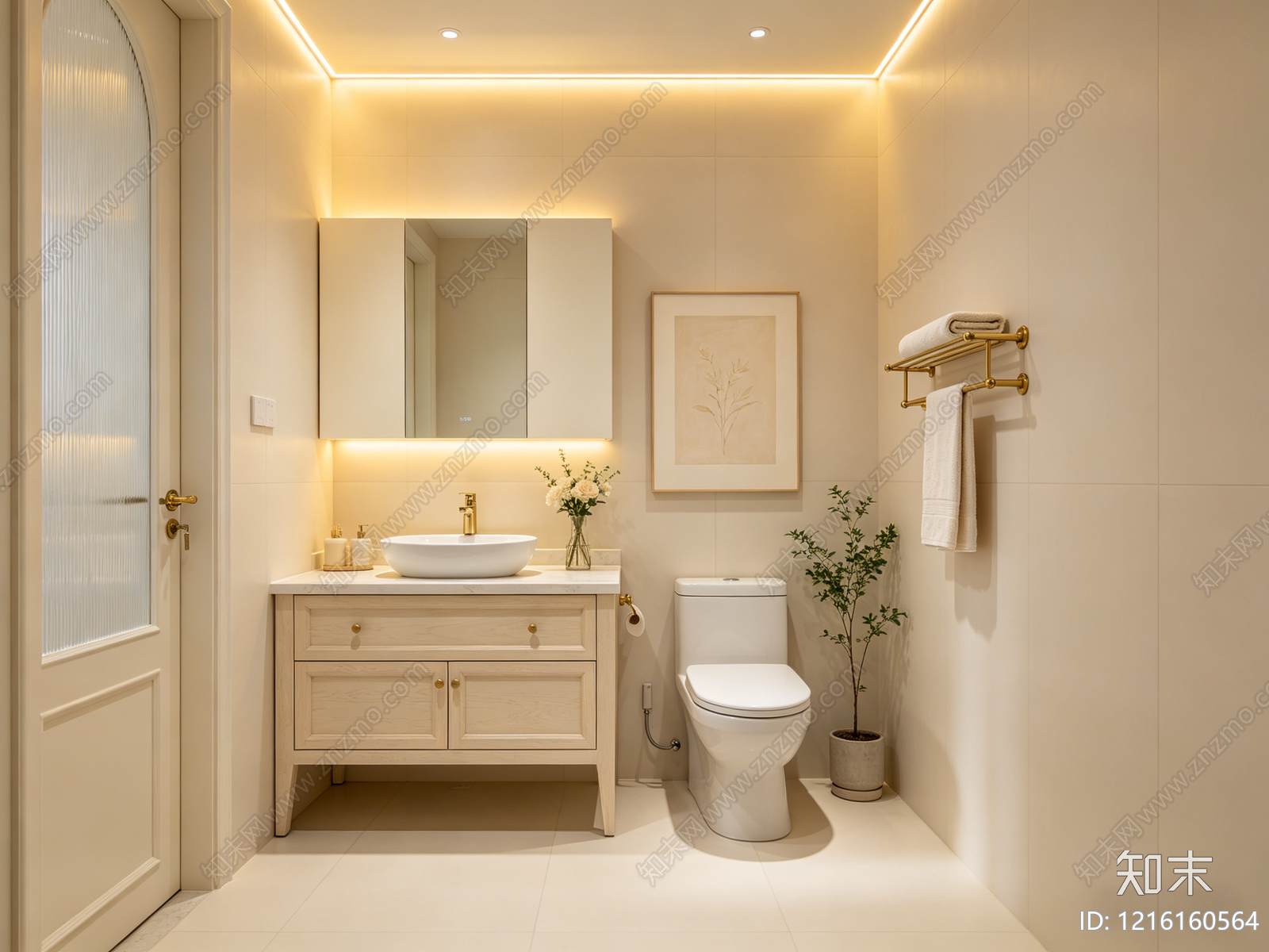 奶油卫生间贴图下载【ID:1216160564】