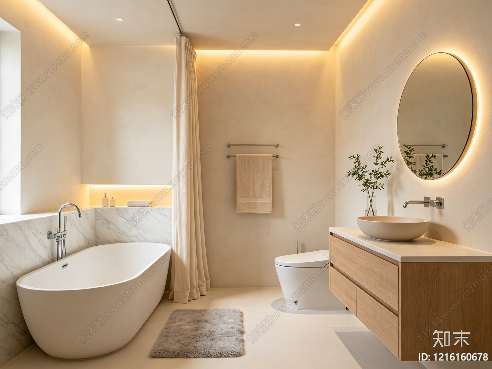 奶油卫生间贴图下载【ID:1216160678】