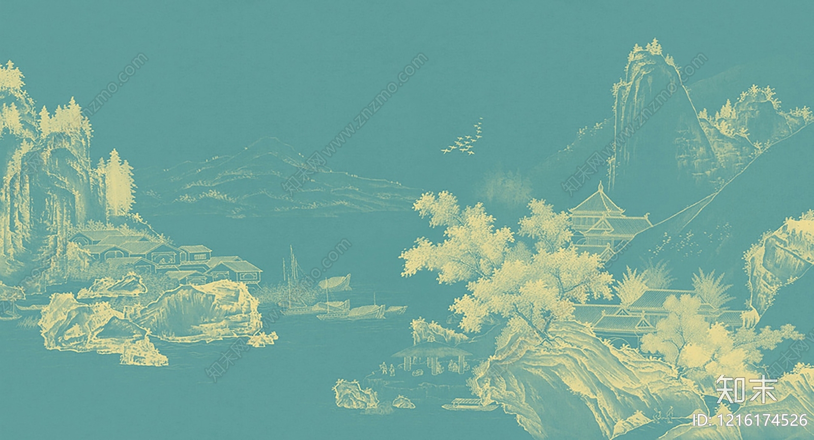 中式山水贴图下载【ID:1216174526】