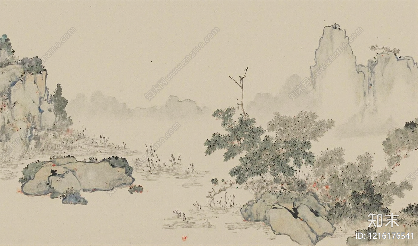 新中式壁画贴图下载【ID:1216176541】