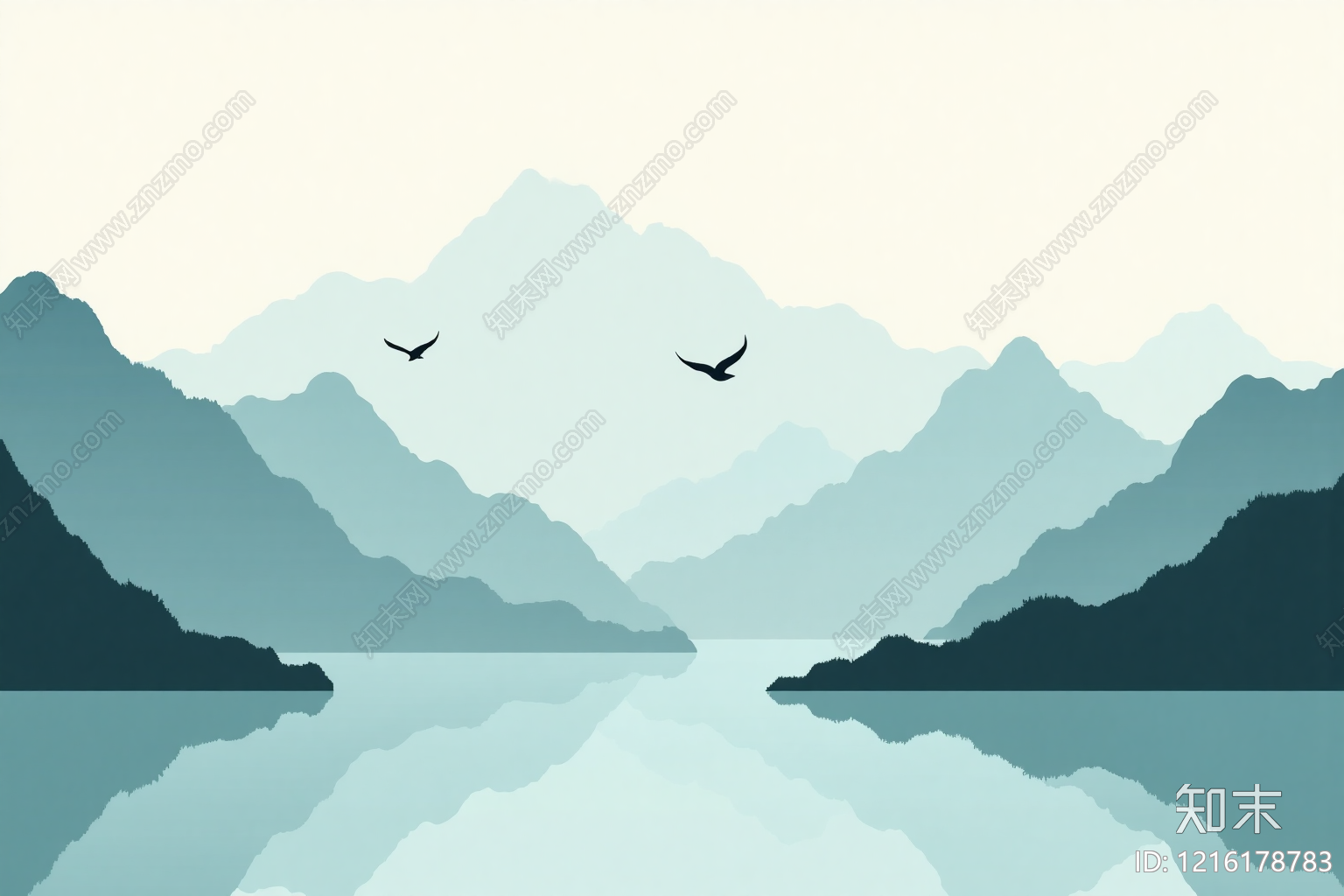 新中式壁画贴图下载【ID:1216178783】