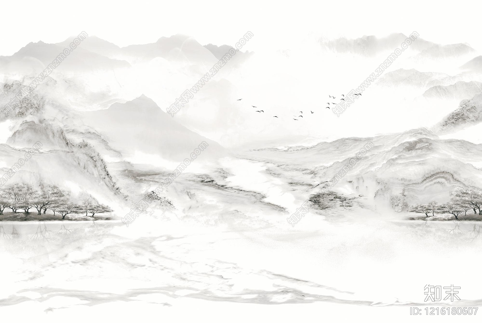 新中式远山贴图下载【ID:1216180607】