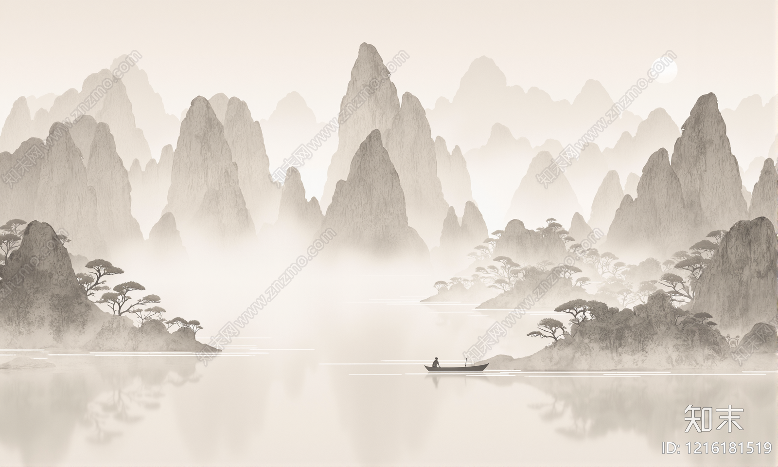 新中式壁画贴图下载【ID:1216181519】