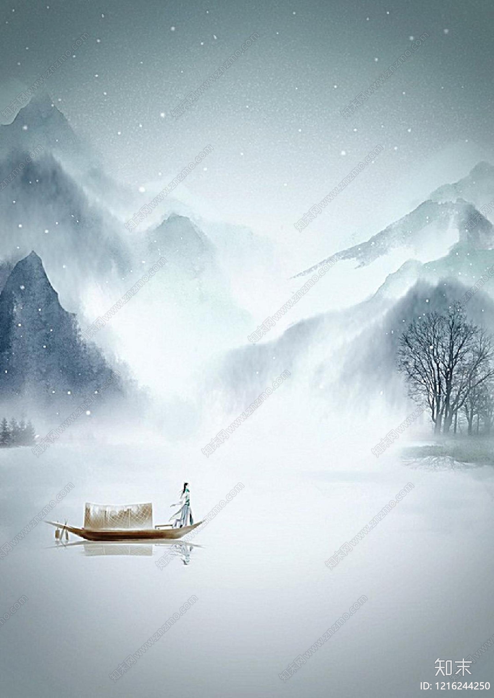 新中式山水贴图下载【ID:1216244250】