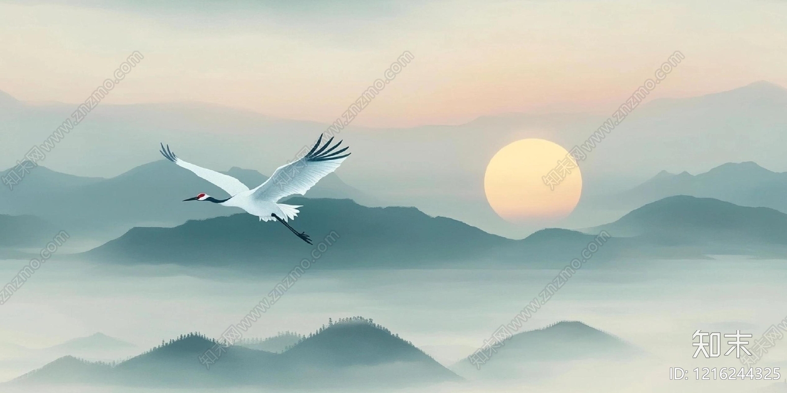 新中式远山贴图下载【ID:1216244325】