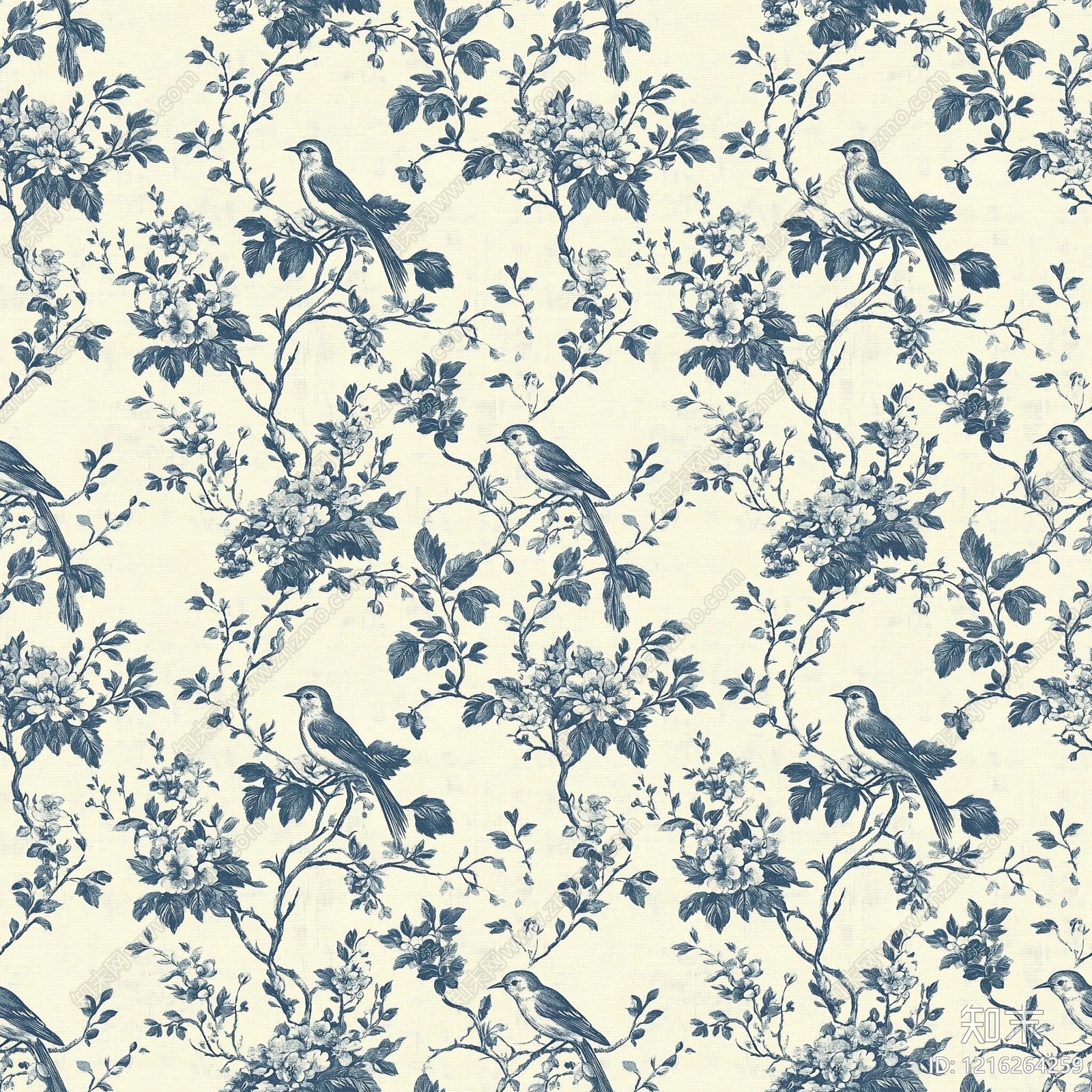 复古花鸟壁纸贴图下载【ID:1216264259】