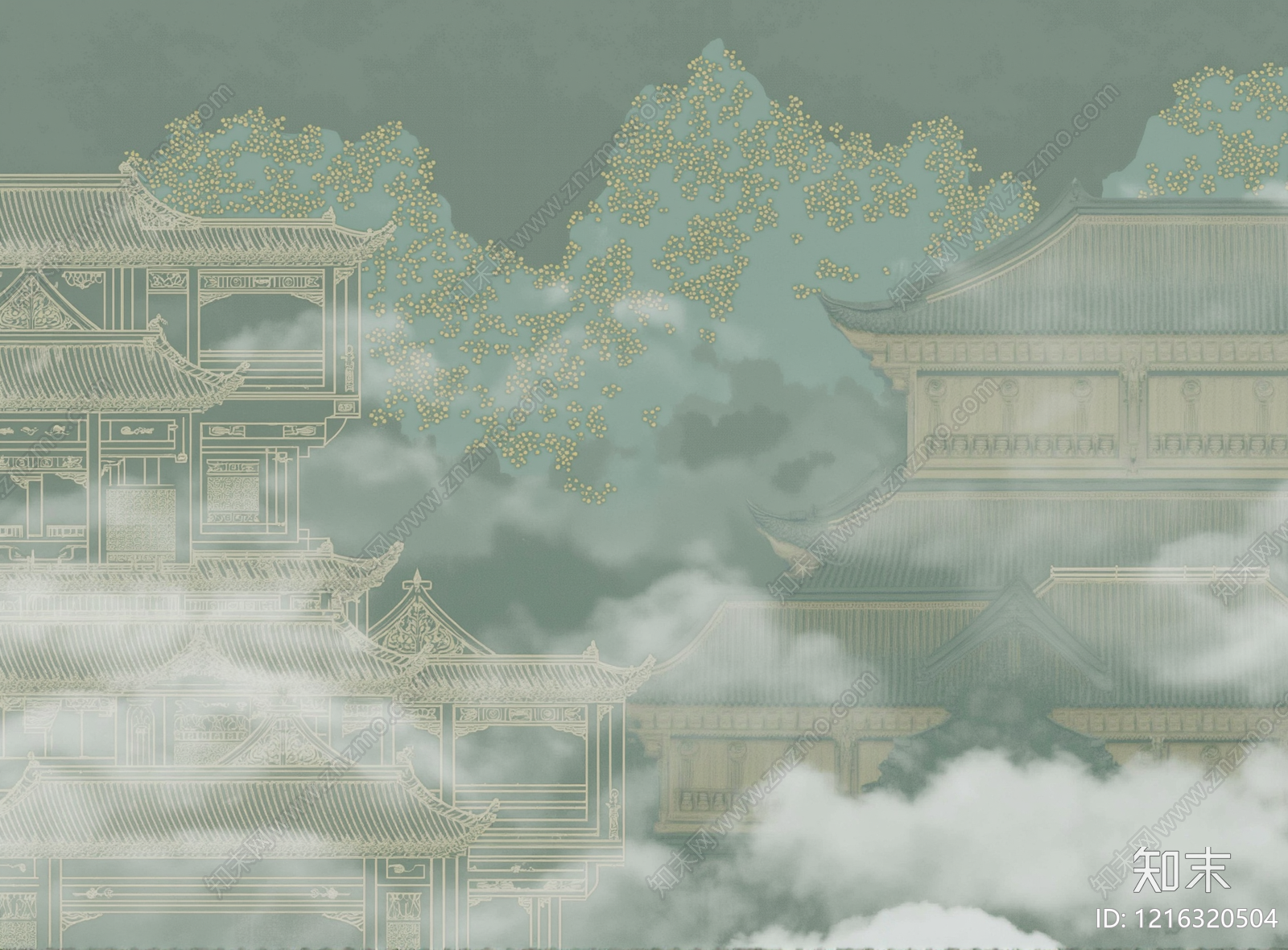 新中式壁画贴图下载【ID:1216320504】