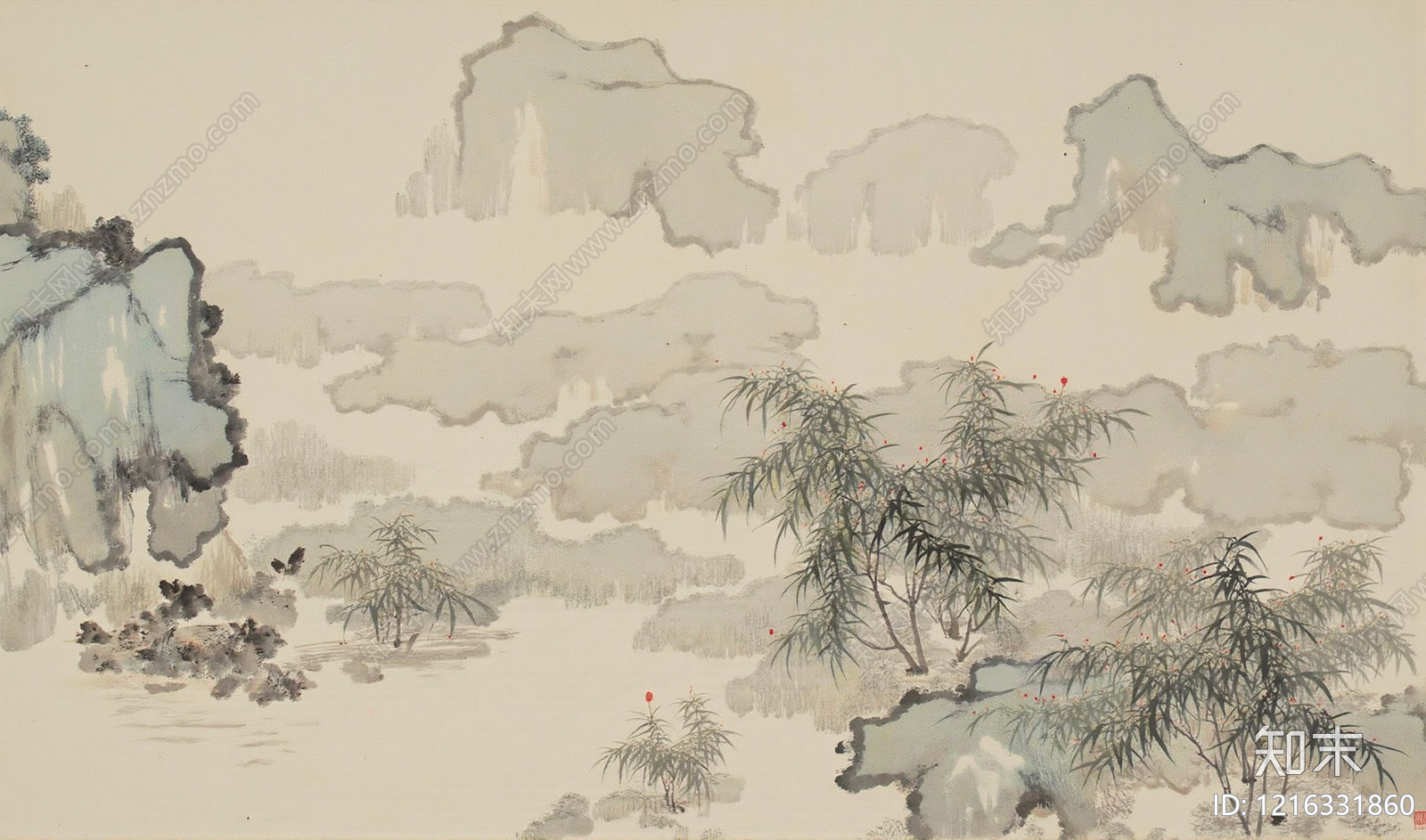 新中式壁画贴图下载【ID:1216331860】