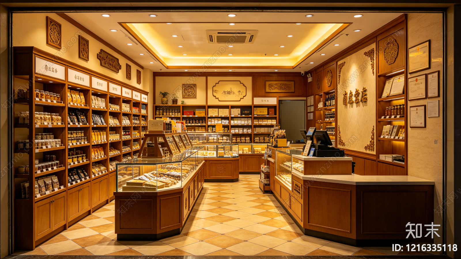 新中式商铺贴图下载【ID:1216335118】