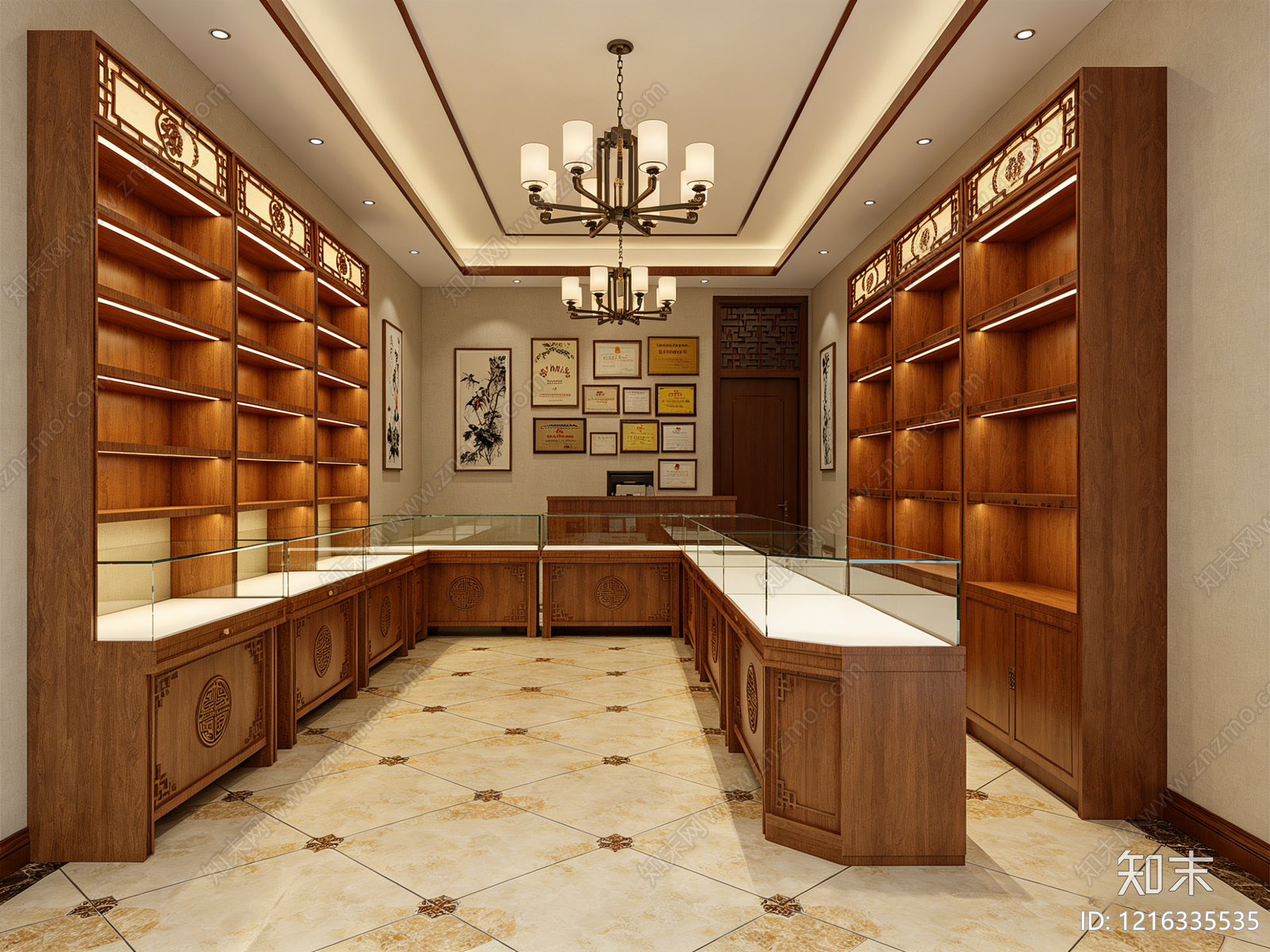 新中式商铺贴图下载【ID:1216335535】