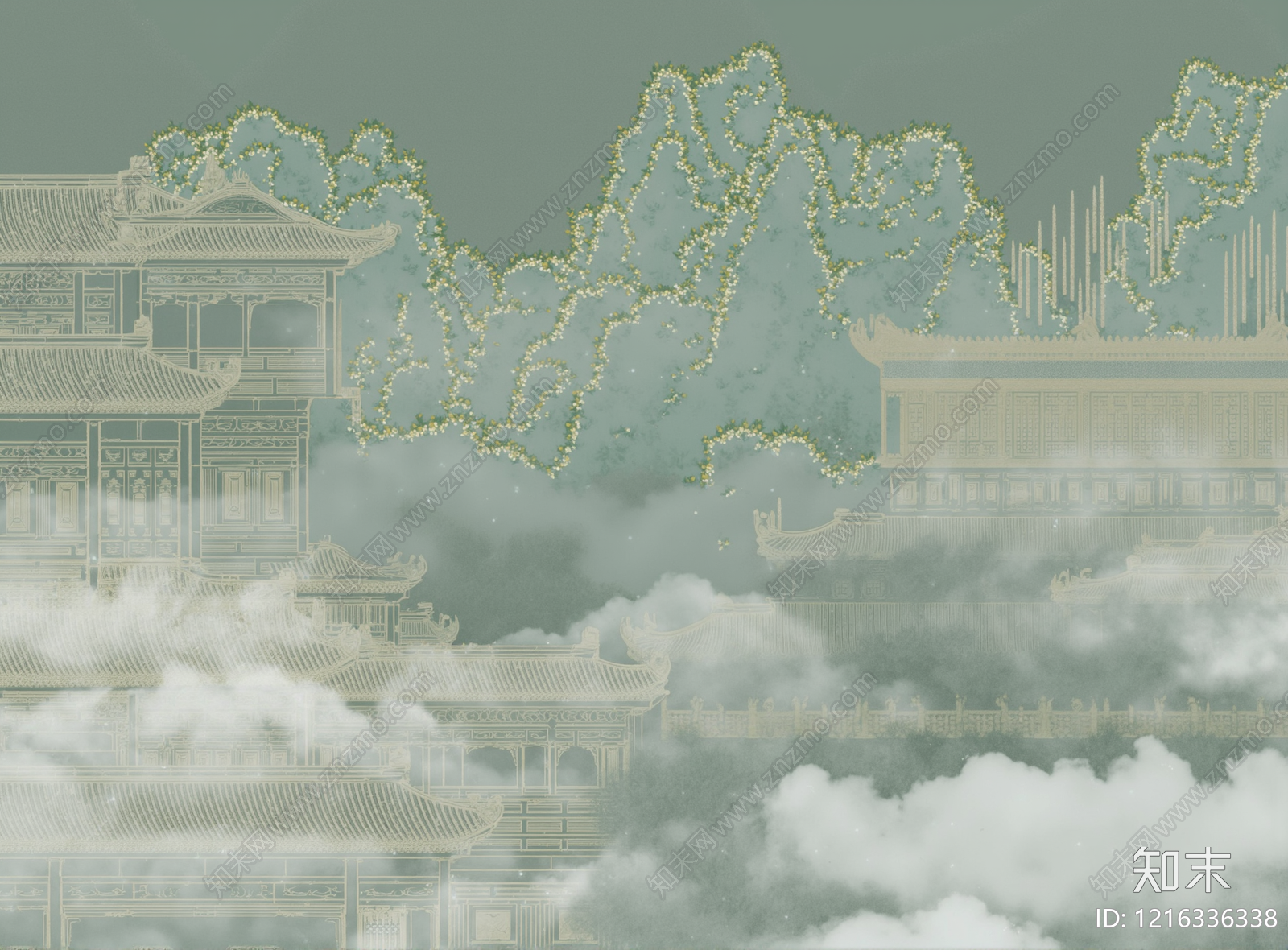 新中式壁画贴图下载【ID:1216336338】