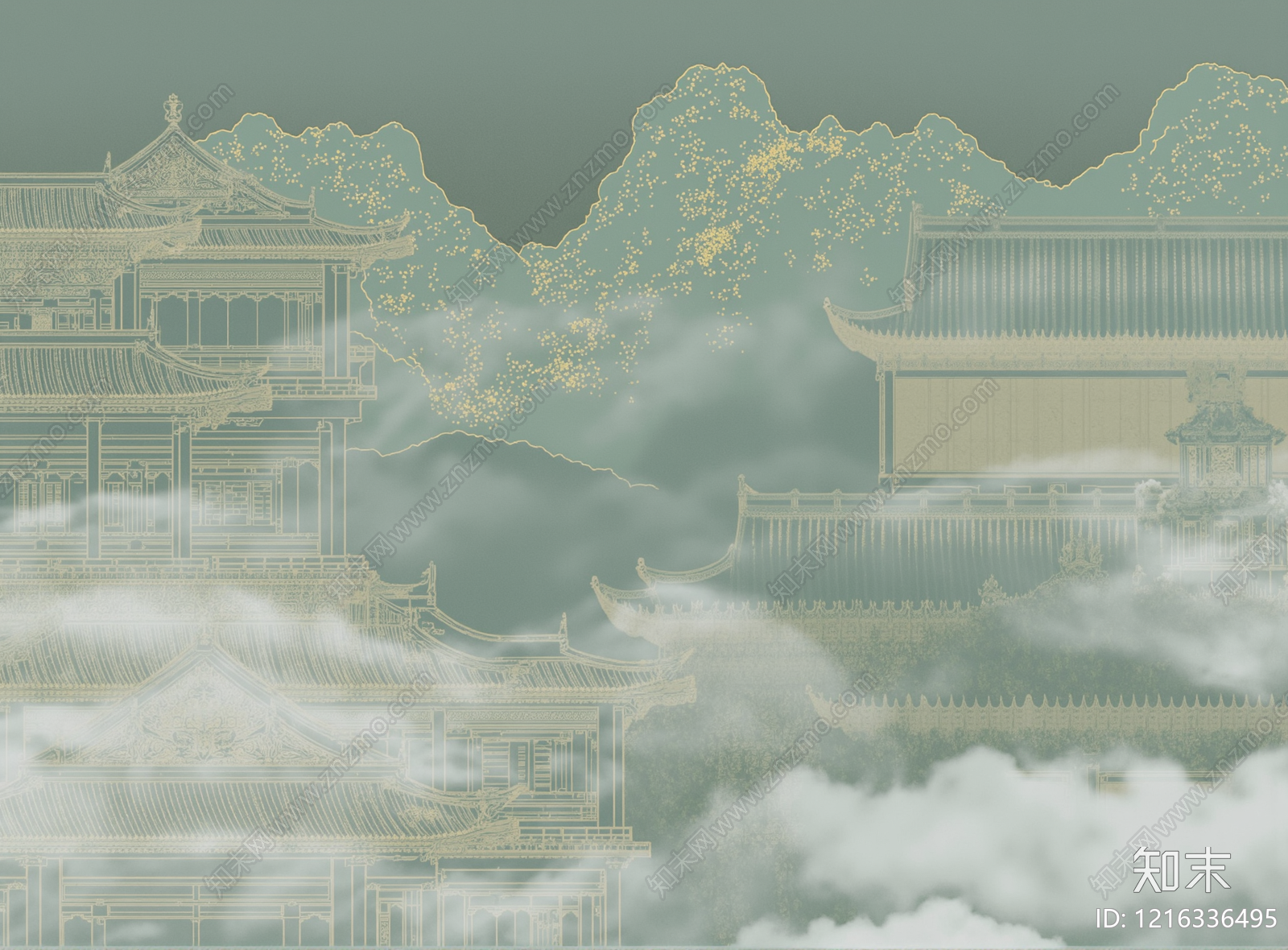 新中式壁画贴图下载【ID:1216336495】