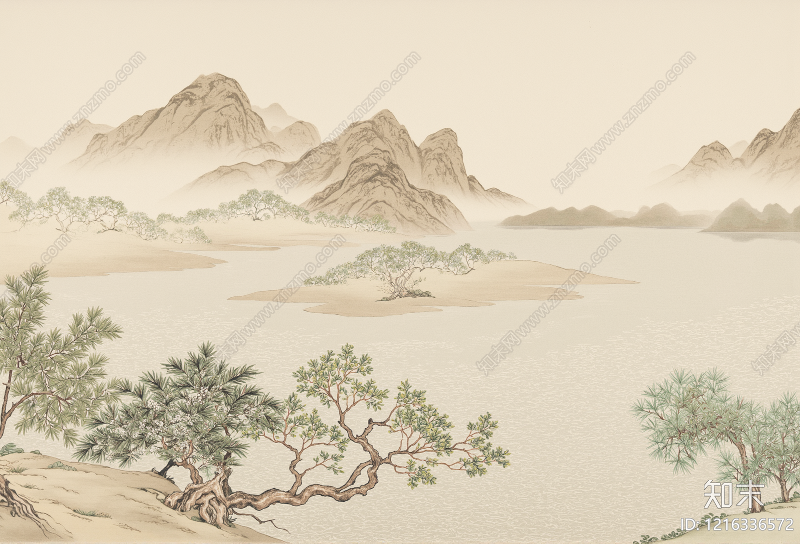 新中式壁画贴图下载【ID:1216336572】