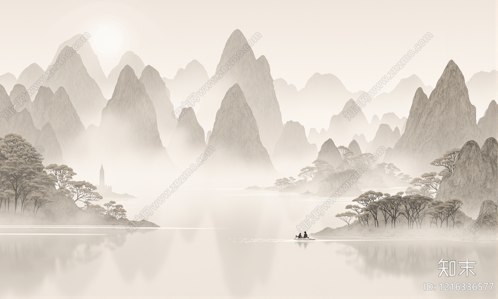 新中式壁画贴图下载【ID:1216336577】