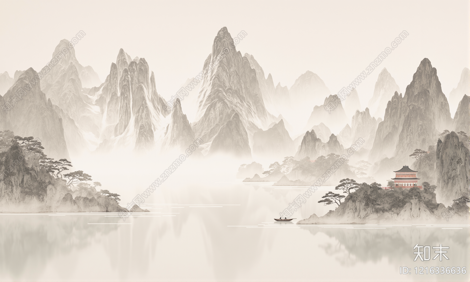 新中式壁画贴图下载【ID:1216336636】