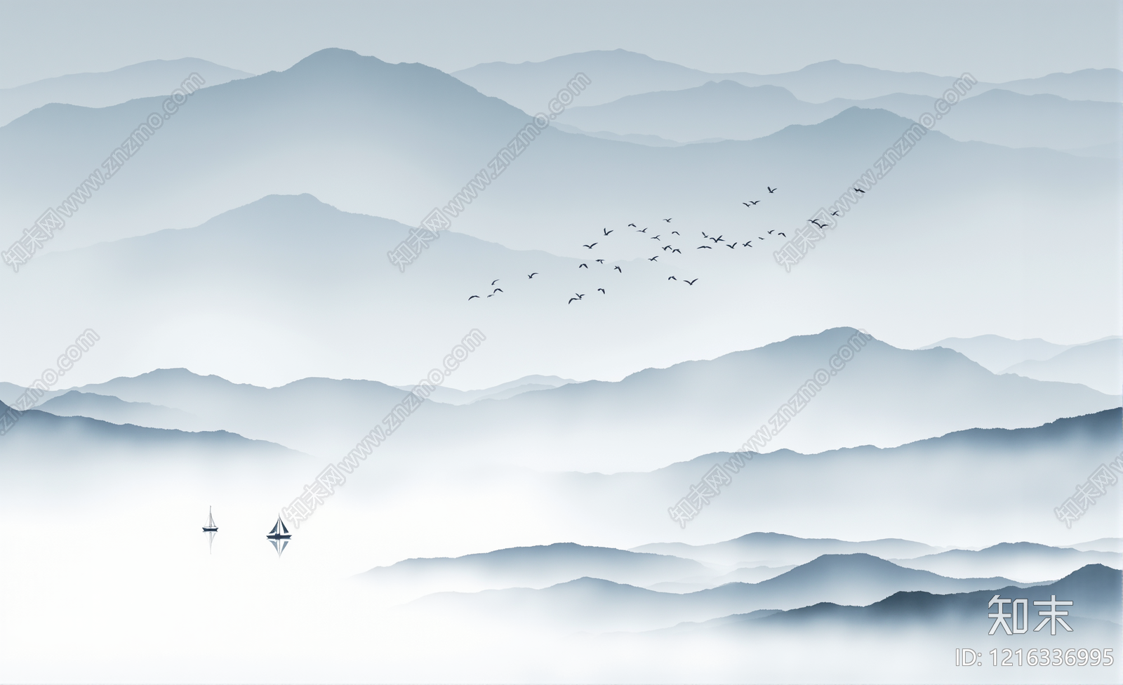 新中式壁画贴图下载【ID:1216336995】