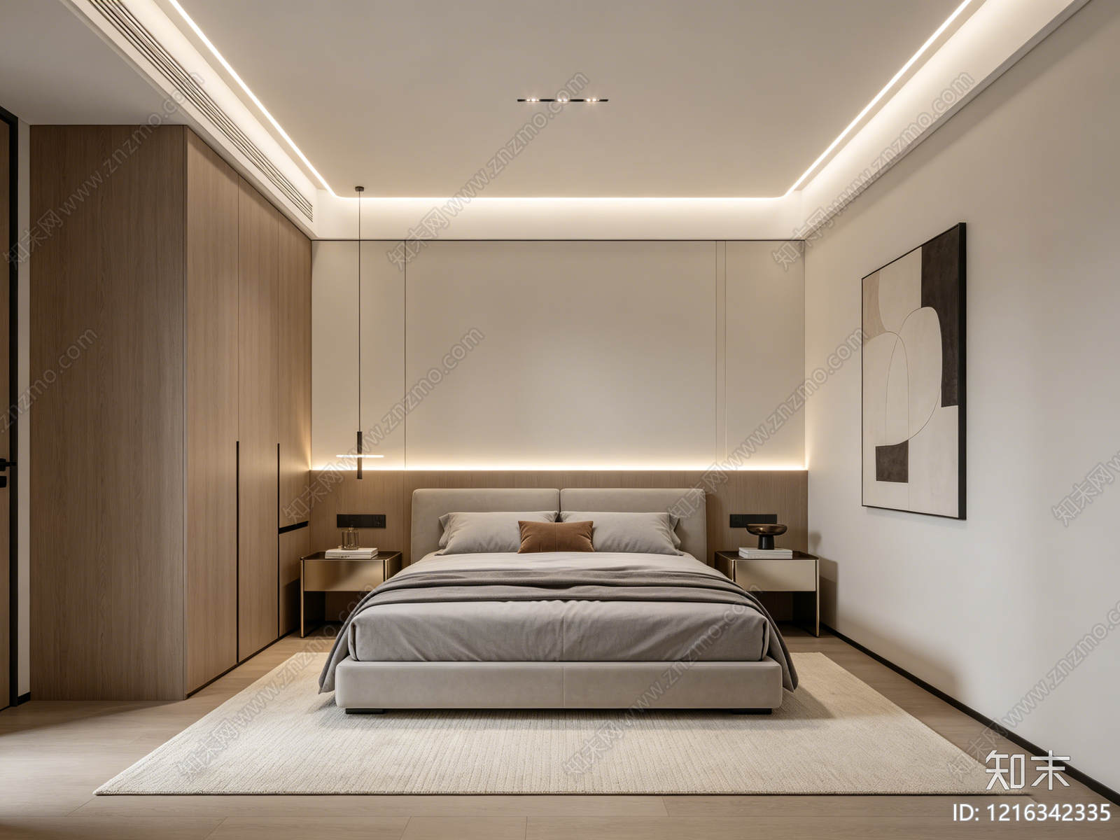 现代卧室贴图下载【ID:1216342335】