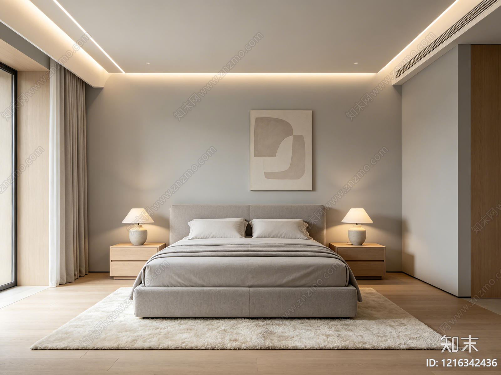 现代卧室贴图下载【ID:1216342436】