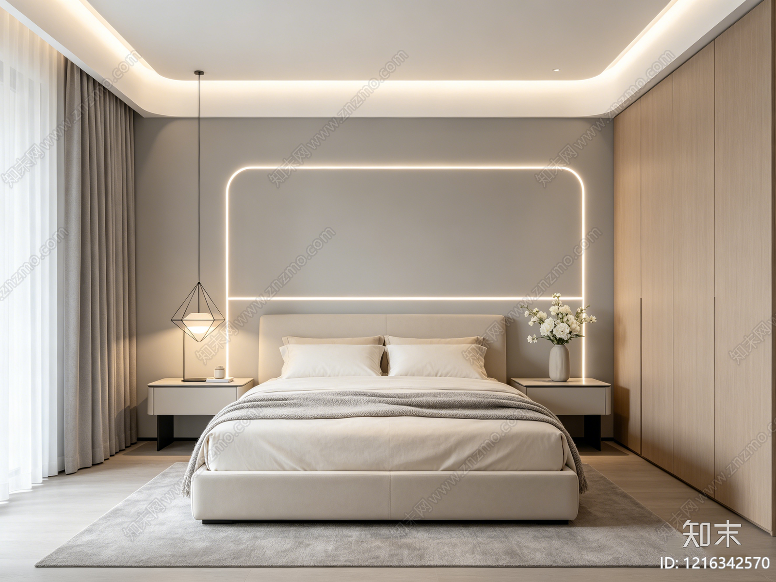 现代卧室贴图下载【ID:1216342570】