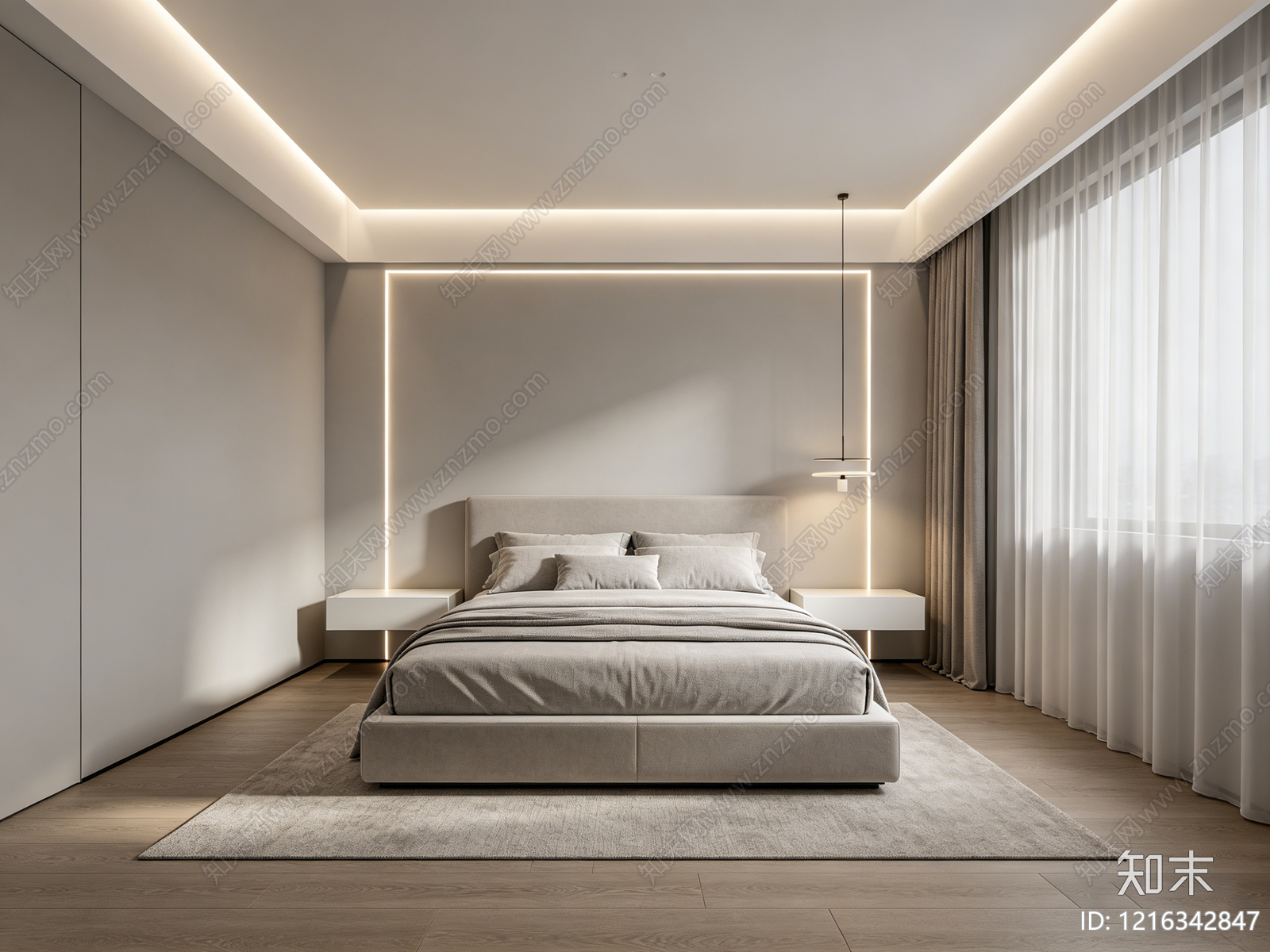 现代卧室贴图下载【ID:1216342847】