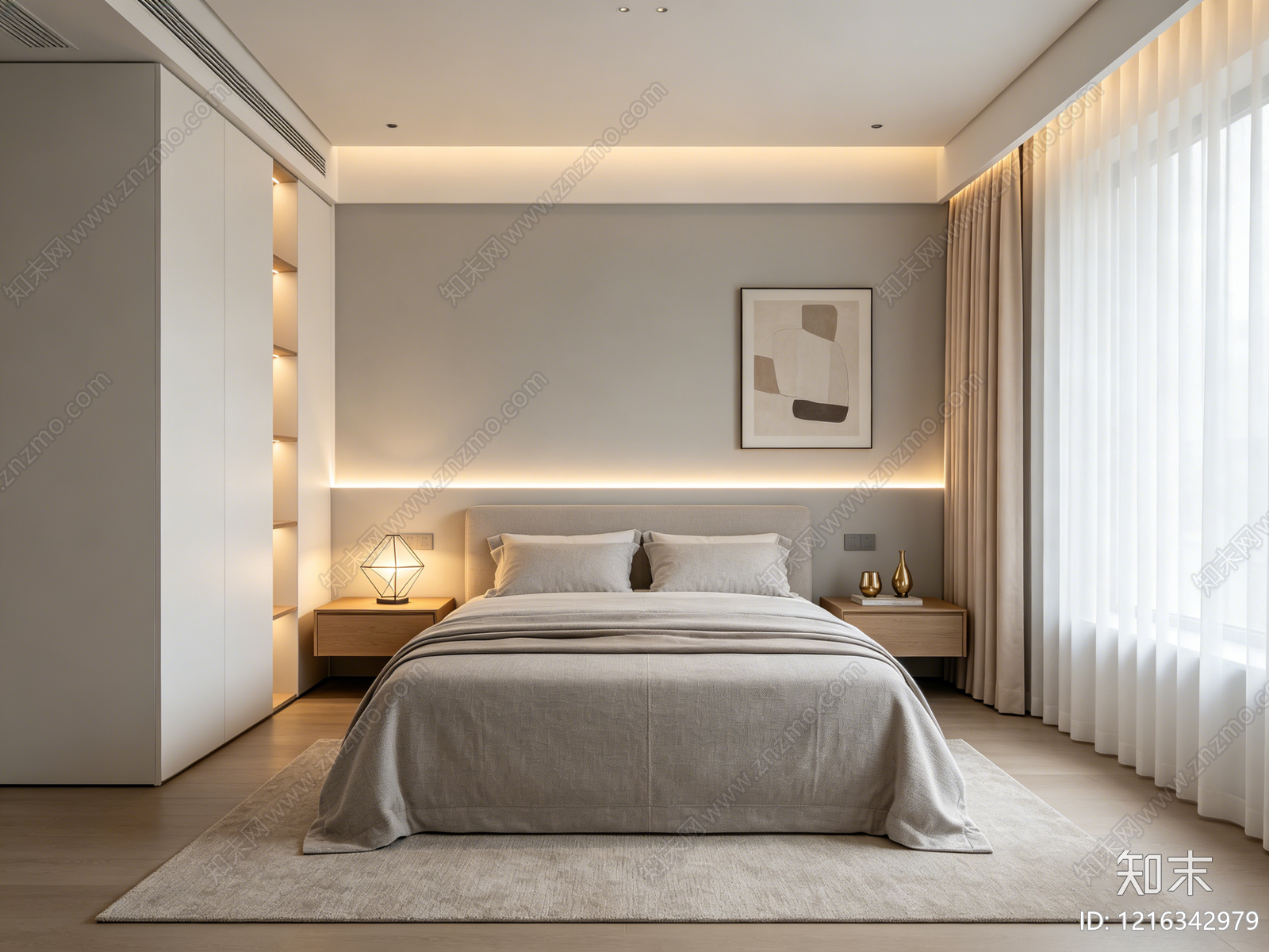 现代卧室贴图下载【ID:1216342979】