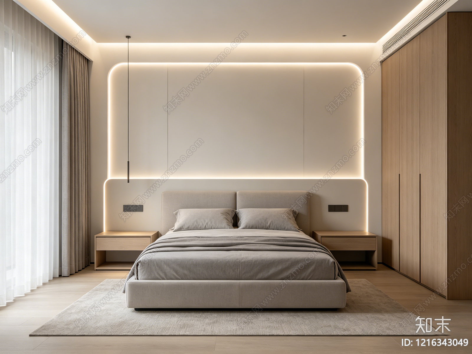 现代卧室贴图下载【ID:1216343049】