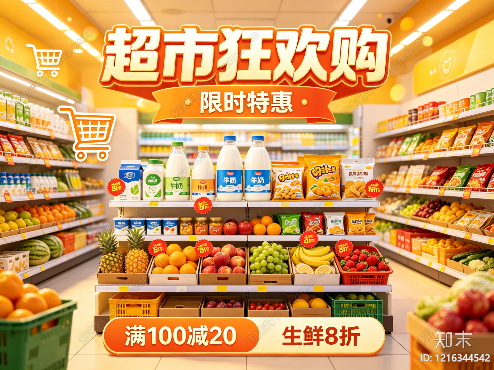 现代超市广告贴图下载【ID:1216344542】