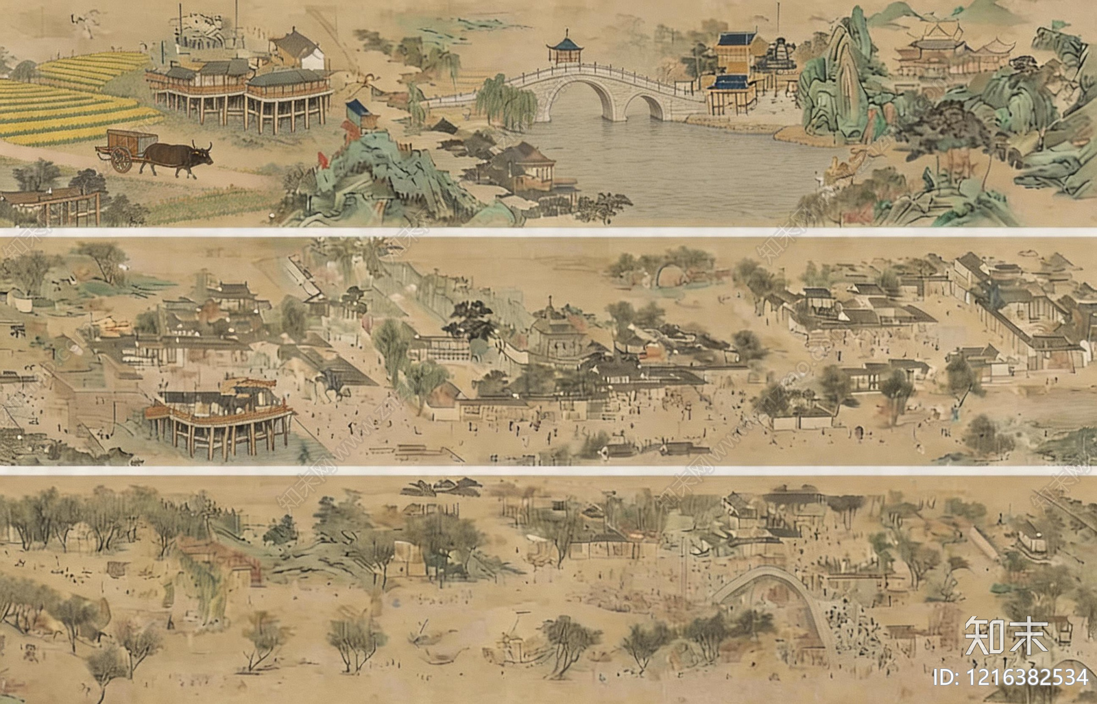 新中式壁画贴图下载【ID:1216382534】