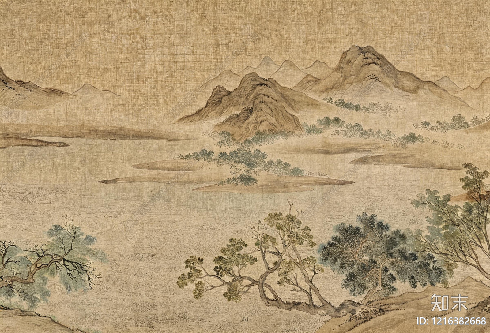 新中式装饰画贴图下载【ID:1216382668】