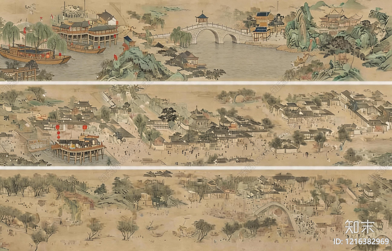 新中式壁画贴图下载【ID:1216382969】