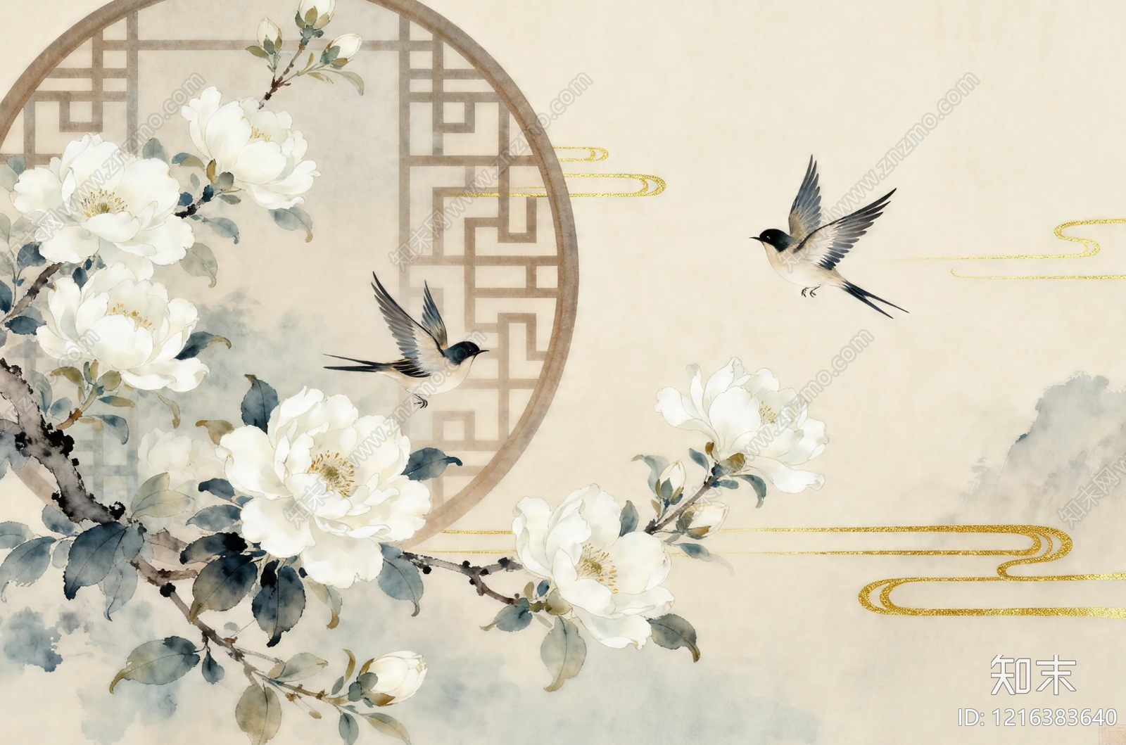 水墨画贴图下载【ID:1216383640】