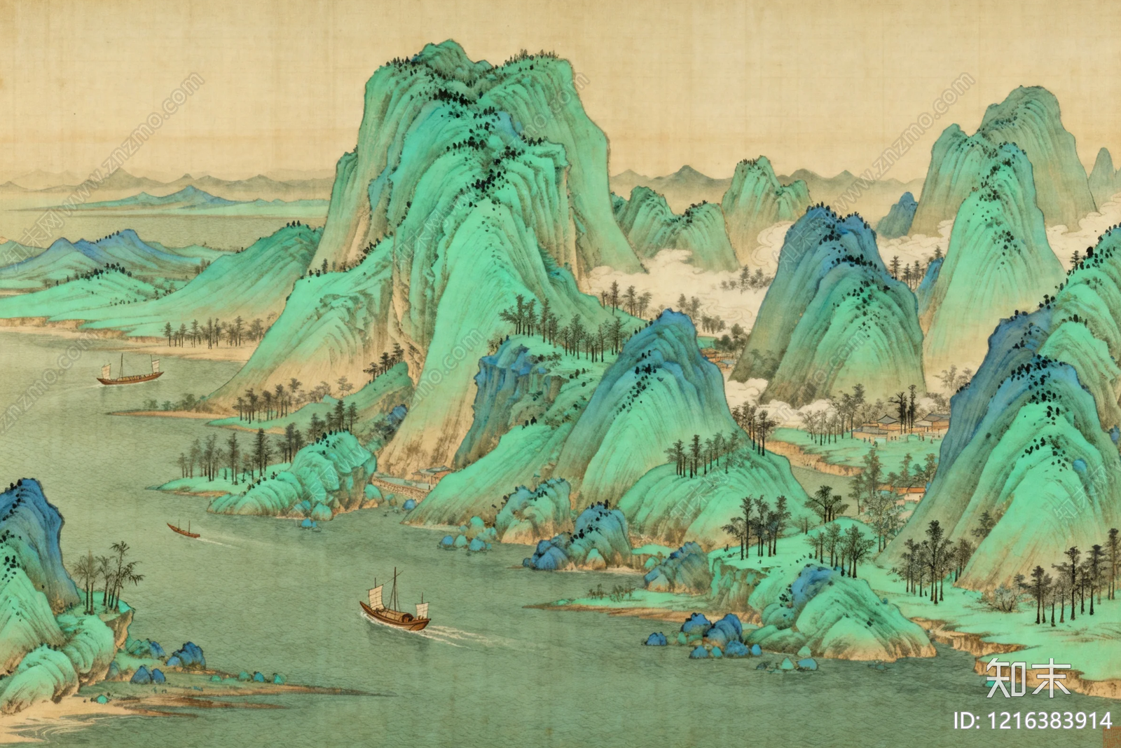 山水画贴图下载【ID:1216383914】