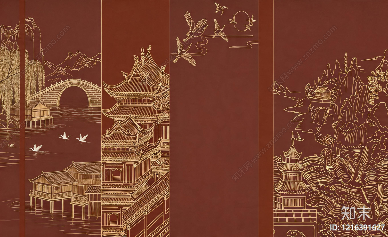 中式壁画贴图下载【ID:1216391627】