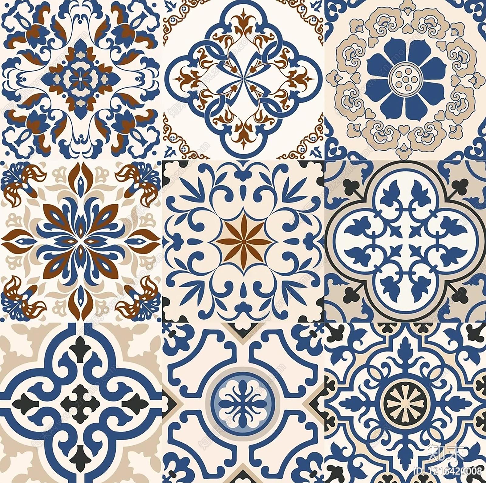 现代花纹砖贴图下载【ID:1216420008】