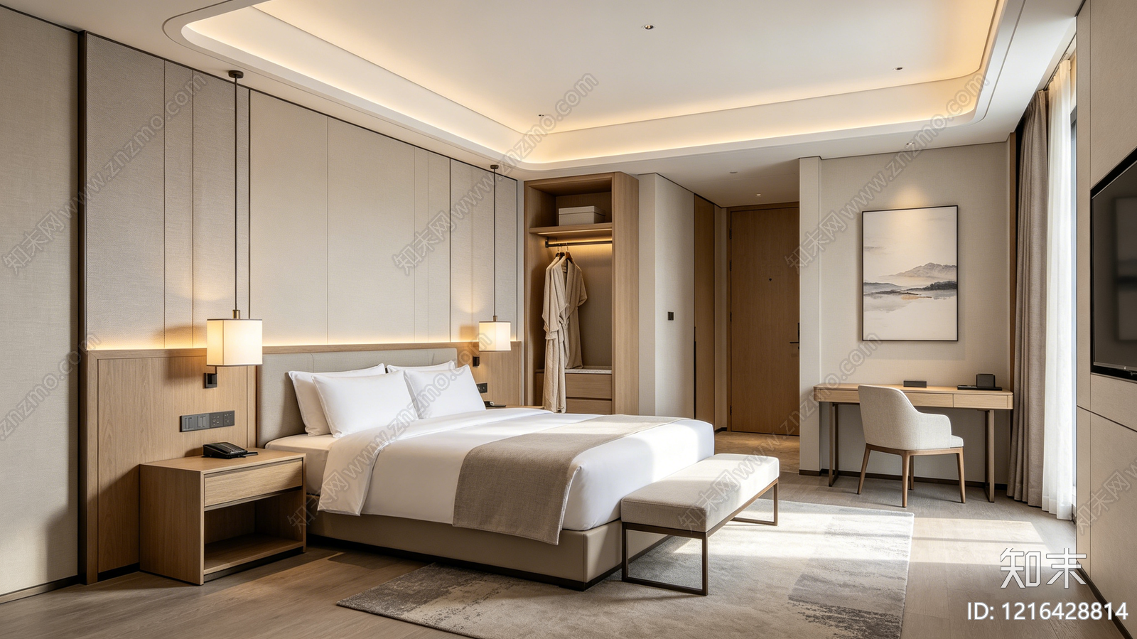 现代卧室贴图下载【ID:1216428814】