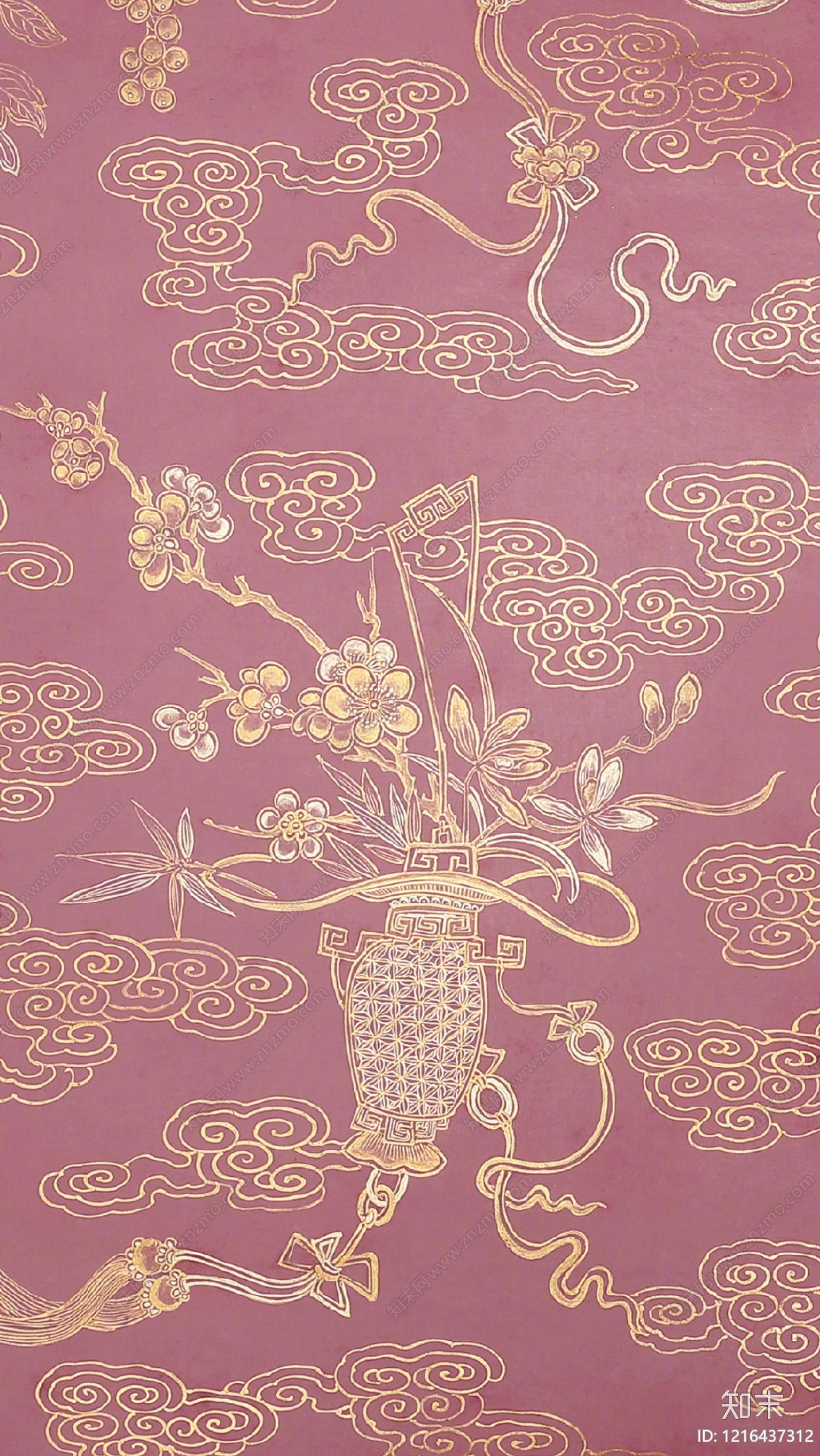 新中式花纹壁纸贴图下载【ID:1216437312】