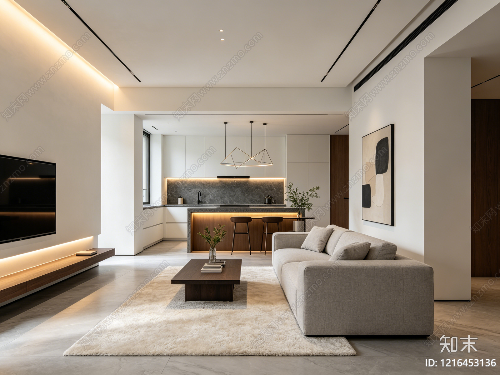 现代客厅贴图下载【ID:1216453136】